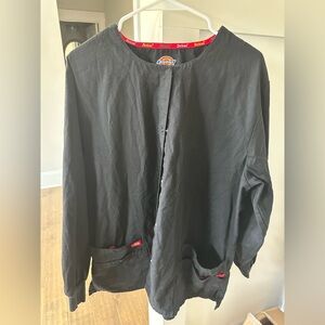 Dickies Large Black Button Up Scrub Jacket